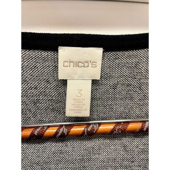 Chico’s Black & Gray Marked Knit Long Line Zio Up Cardigan Jacket sz 3 or XL - Picture 5 of 8